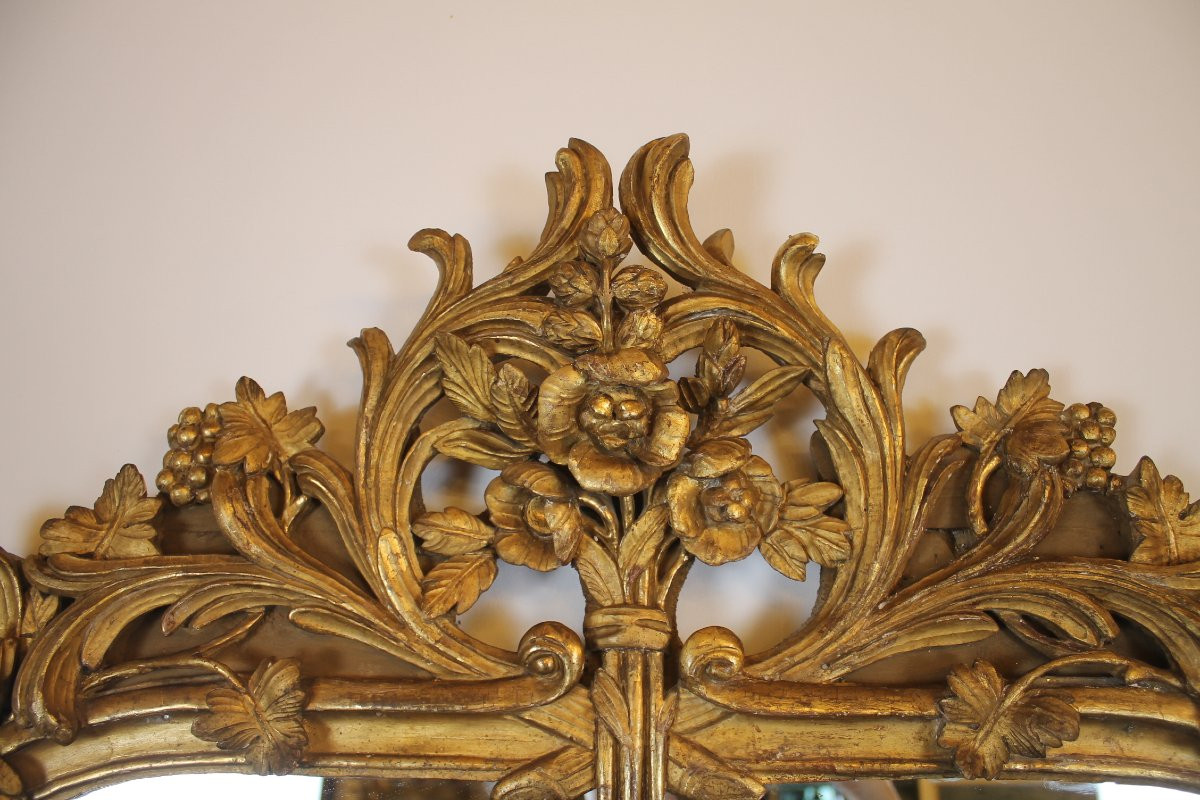 Grand miroir à parecloses en bois doré, époque Louis XV-photo-6