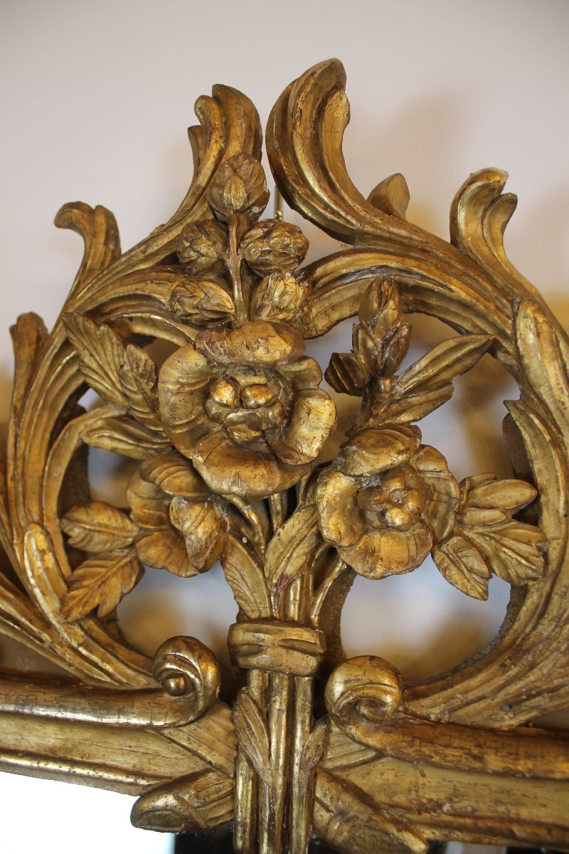 Grand miroir à parecloses en bois doré, époque Louis XV-photo-7