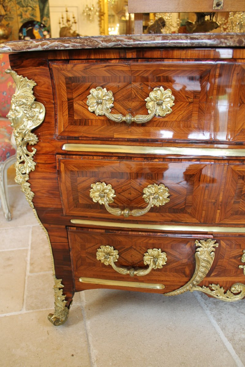 Commode en sarcophage et à pont, époque Régence-photo-2