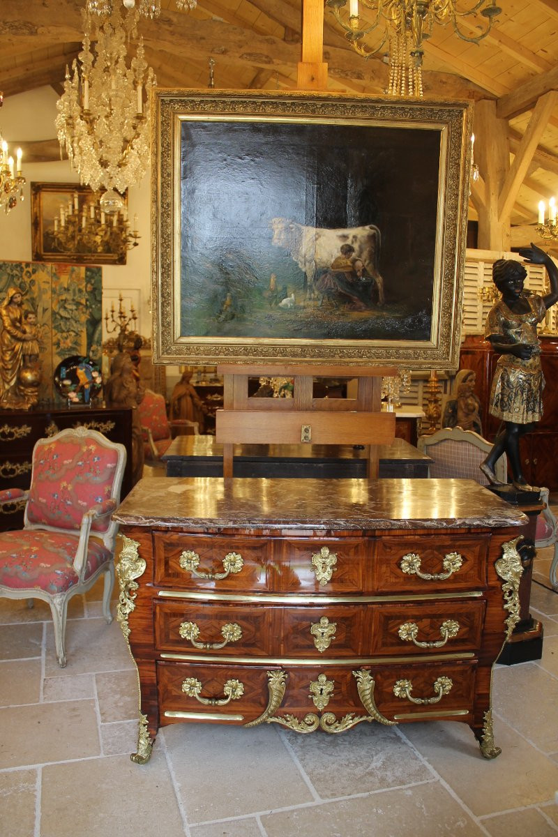 Commode en sarcophage et à pont, époque Régence-photo-8