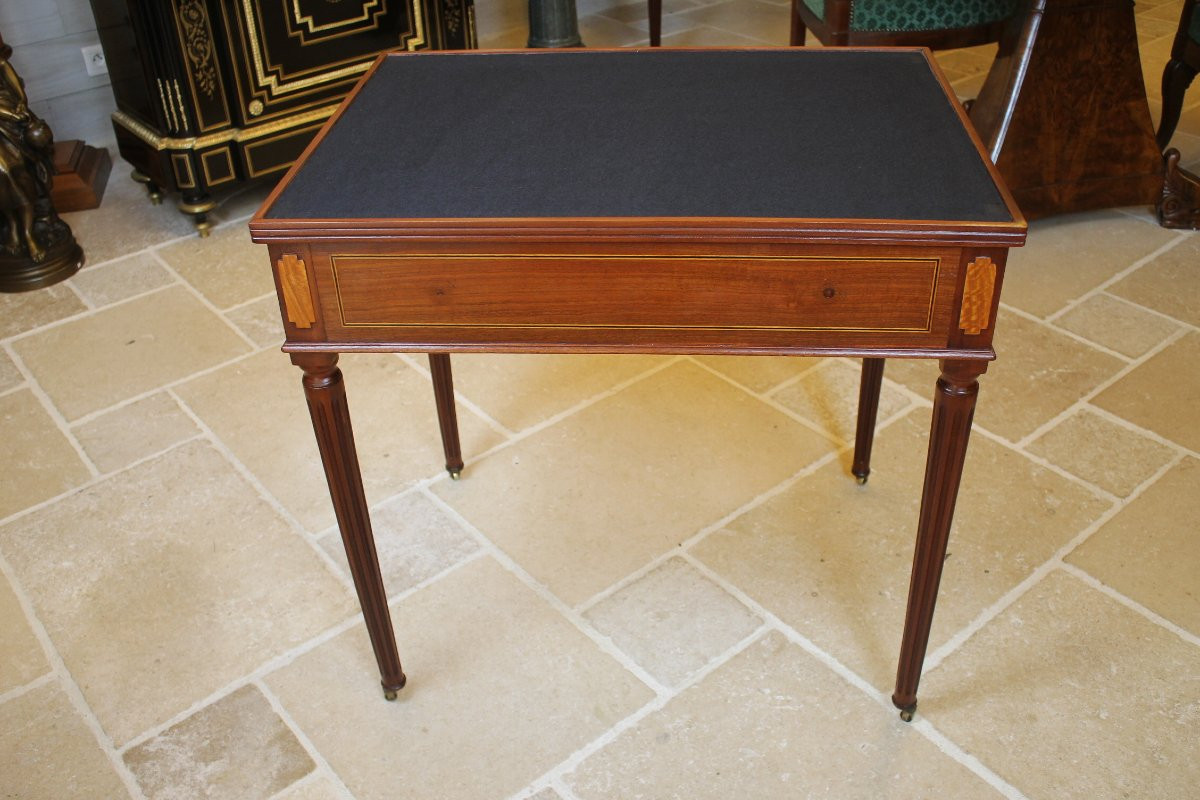 Table tric trac en acajou massif, Nantes, époque Louis XVI-photo-3