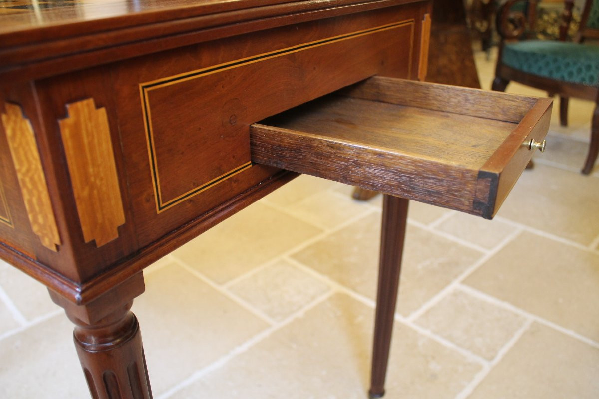 Table tric trac en acajou massif, Nantes, époque Louis XVI-photo-3
