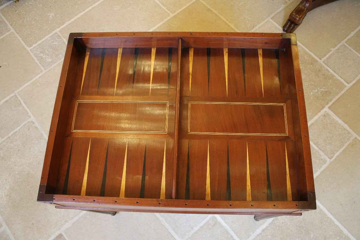 Table tric trac en acajou massif, Nantes, époque Louis XVI-photo-5