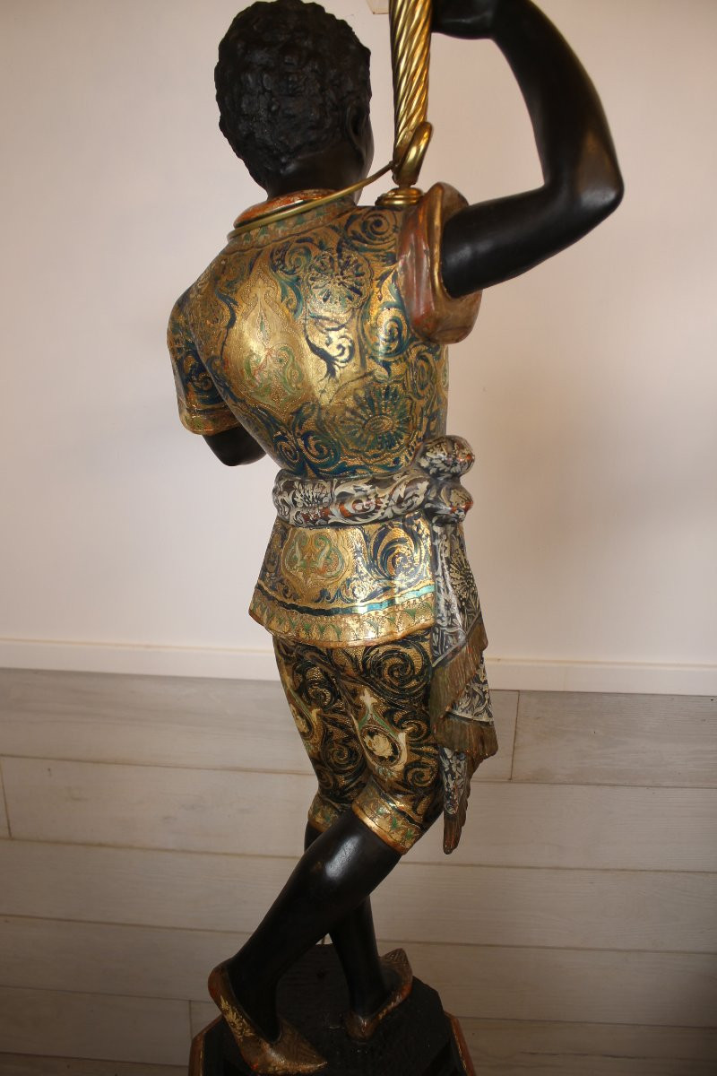 Couple de Nubiens porte torchères, Venise fin XIXe siècle-photo-2