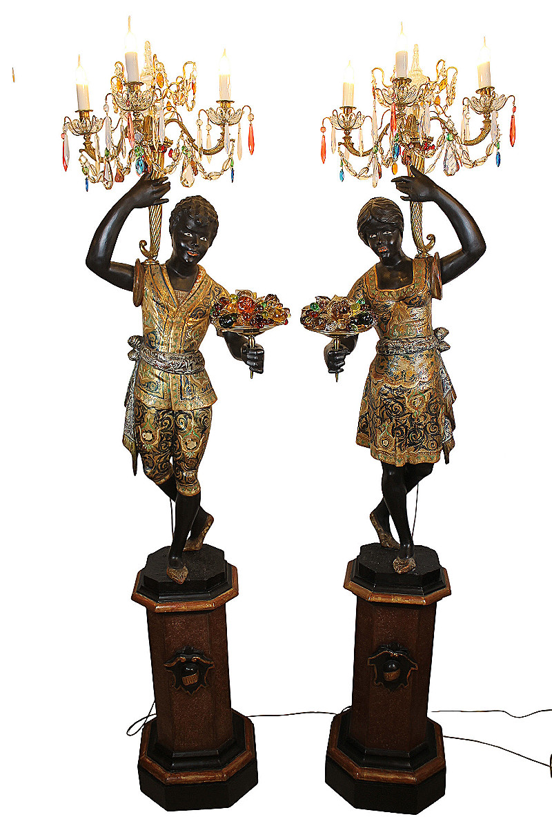 Couple de Nubiens porte torchères, Venise fin XIXe siècle