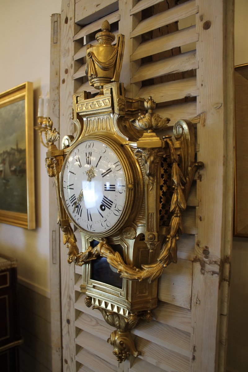 A Gilded Bronze Wall Clock From The Louis XVI Period, With The Dial Signed “lacan A Paris”-photo-2