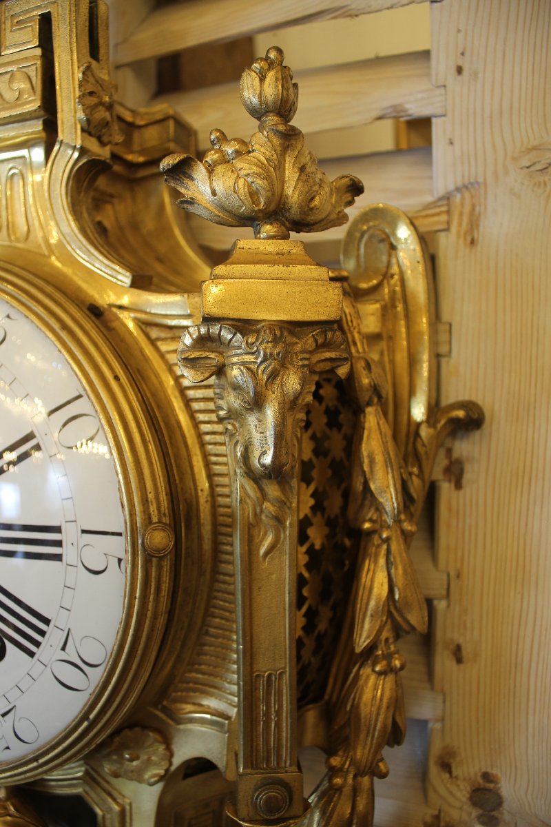 A Gilded Bronze Wall Clock From The Louis XVI Period, With The Dial Signed “lacan A Paris”-photo-4