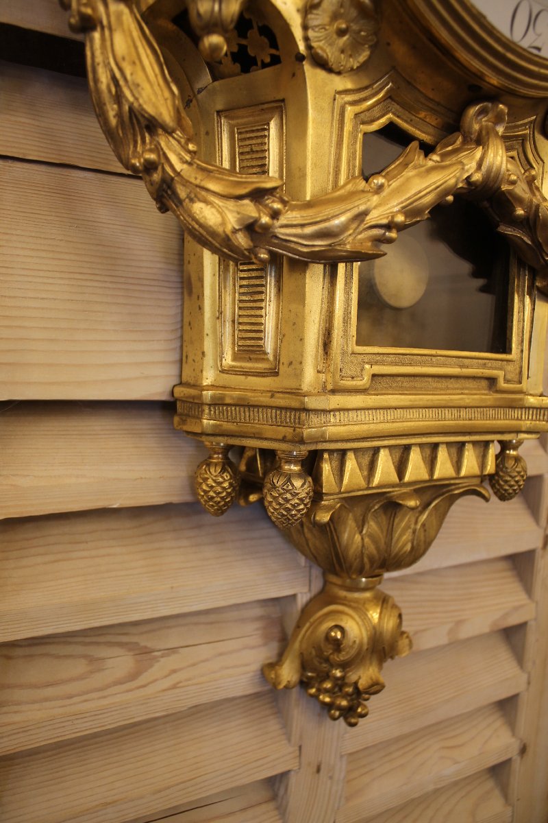 A Gilded Bronze Wall Clock From The Louis XVI Period, With The Dial Signed “lacan A Paris”-photo-1