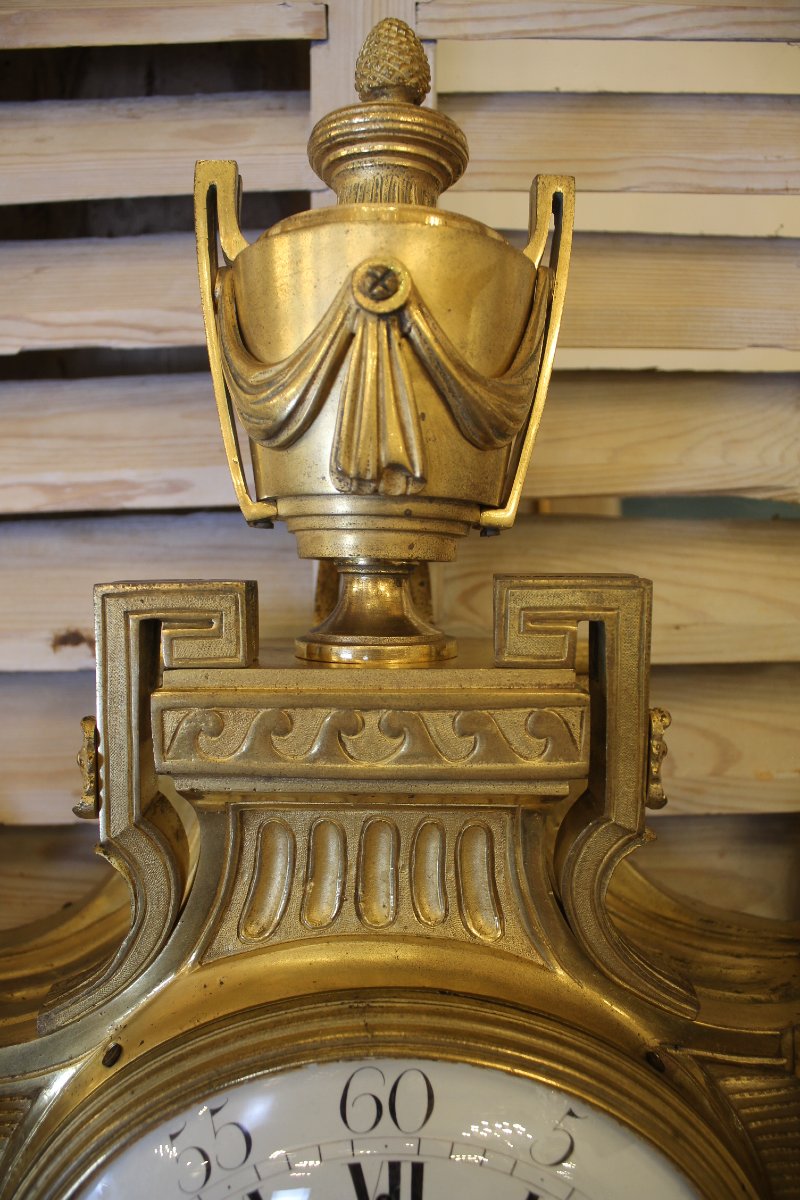 A Gilded Bronze Wall Clock From The Louis XVI Period, With The Dial Signed “lacan A Paris”-photo-3