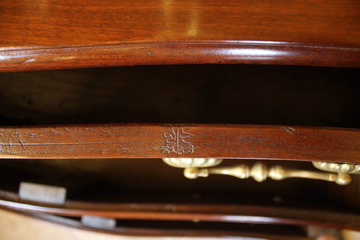 Nantes-style Chest Of Drawers In Solid Mahogany, Louis XV Period-photo-4