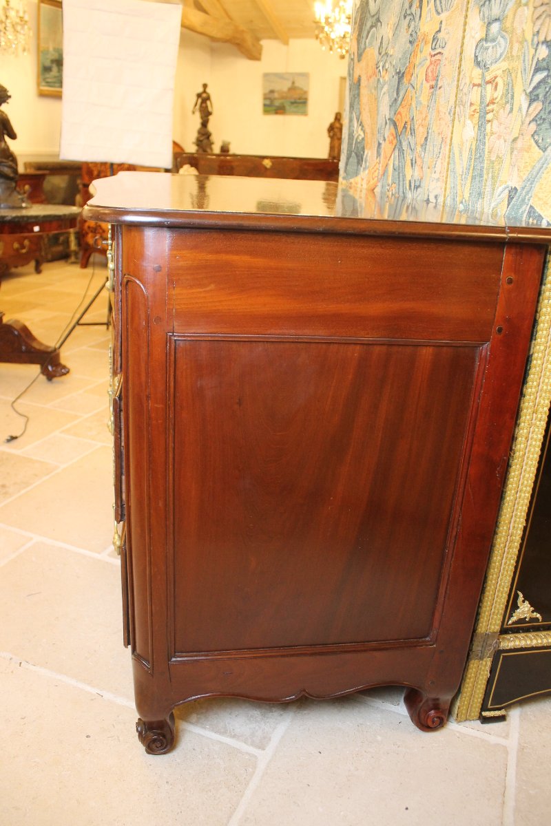 Nantes-style Chest Of Drawers In Solid Mahogany, Louis XV Period-photo-3