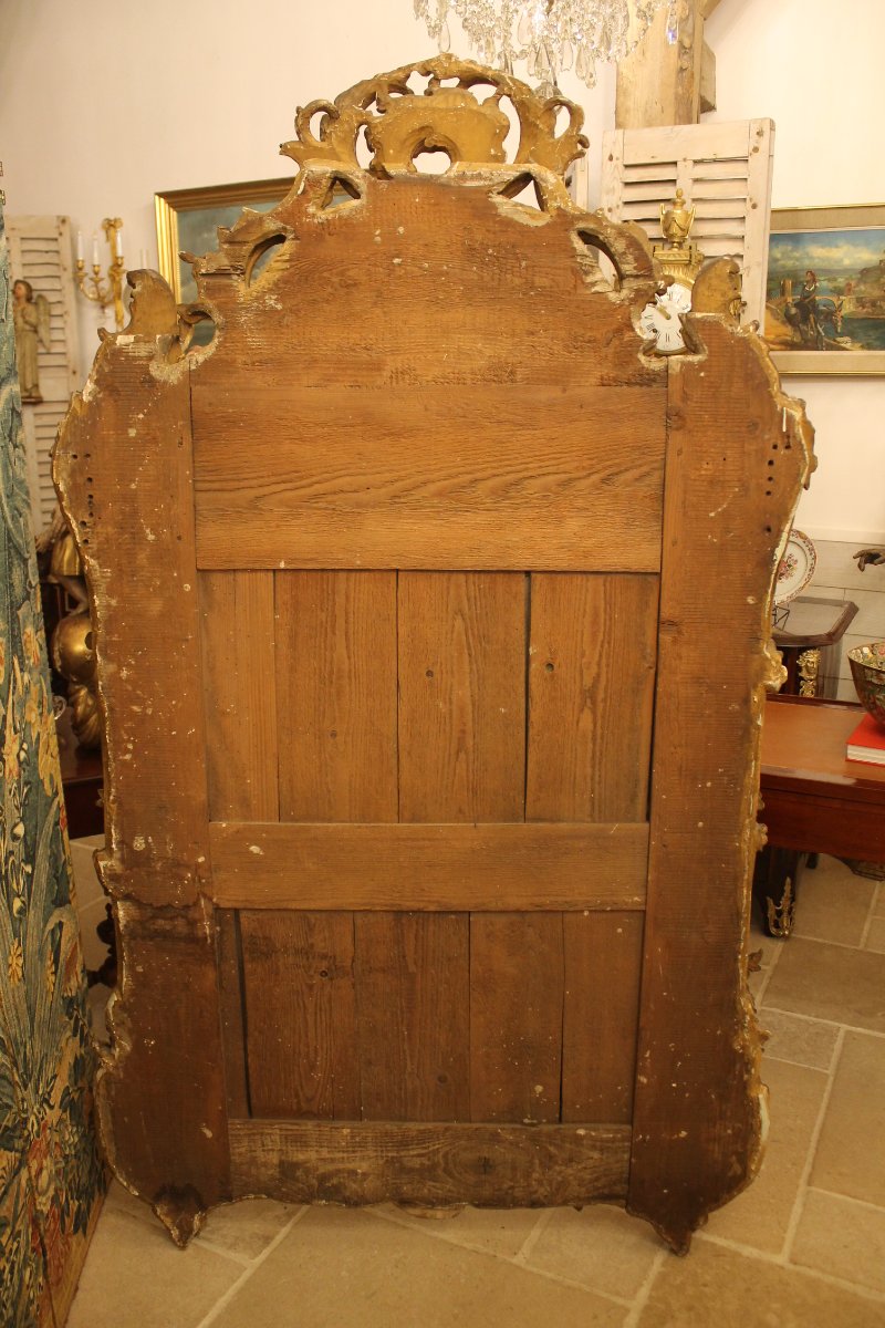 Important Mirror With Giltwood Side Panels, Louis XV Period-photo-7