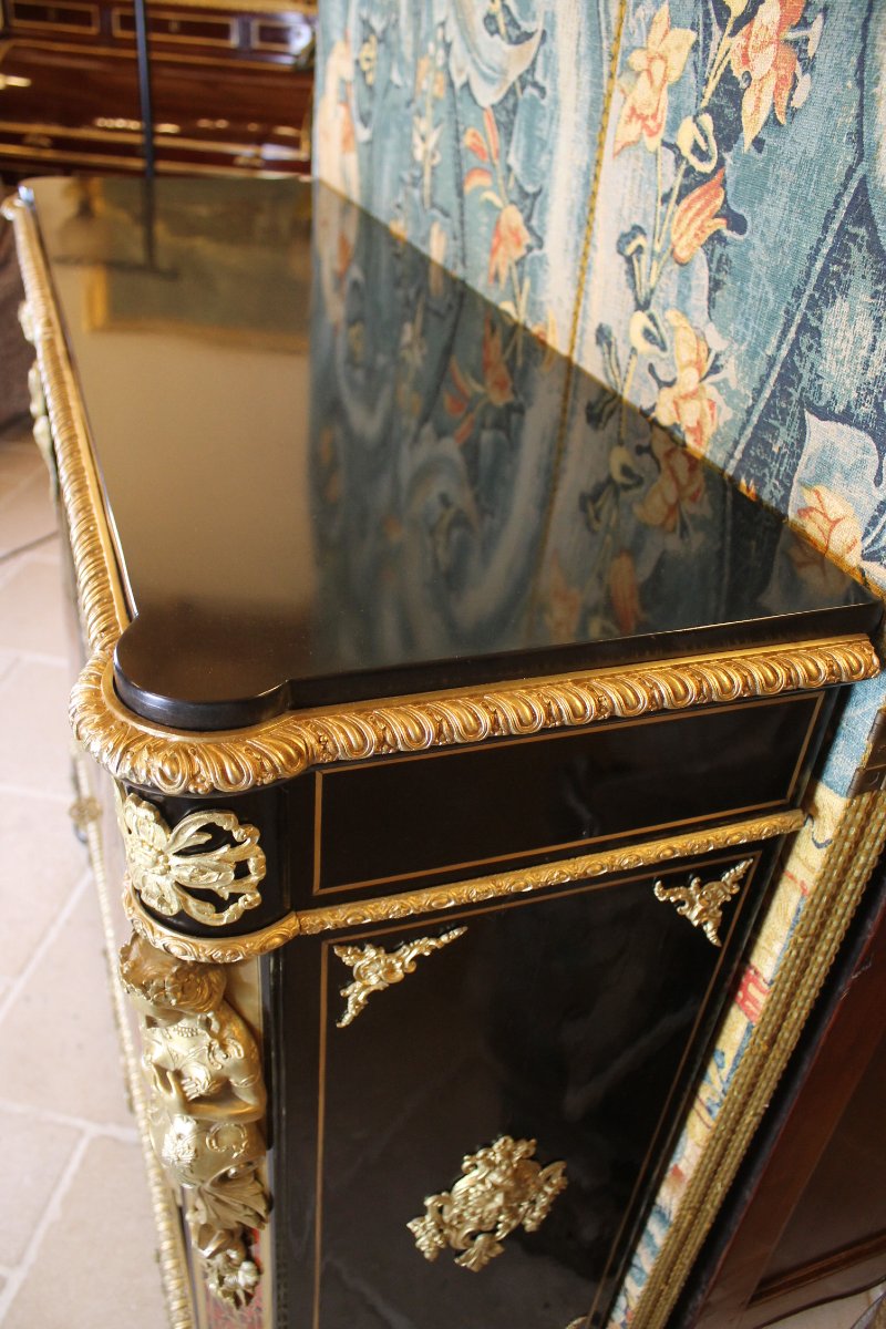 Counter-height Cabinet With Boulle Marquetry, Napoleon III Period-photo-4