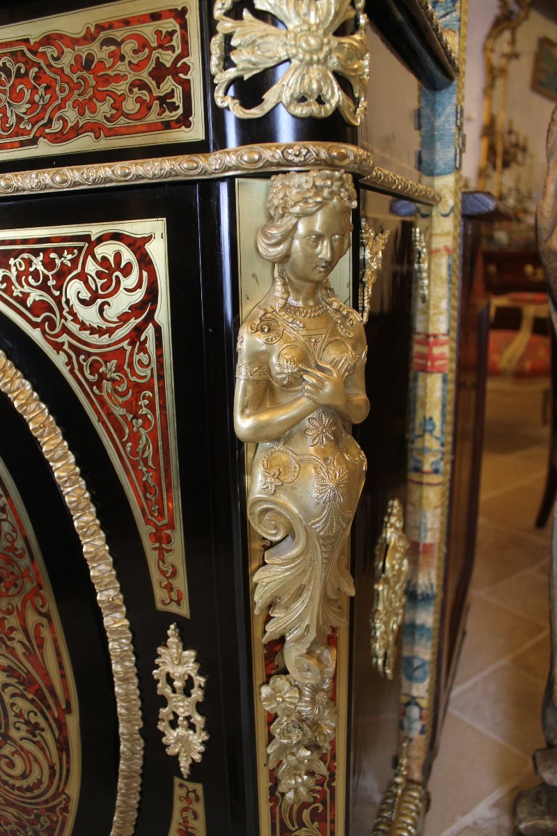 Counter-height Cabinet With Boulle Marquetry, Napoleon III Period-photo-1