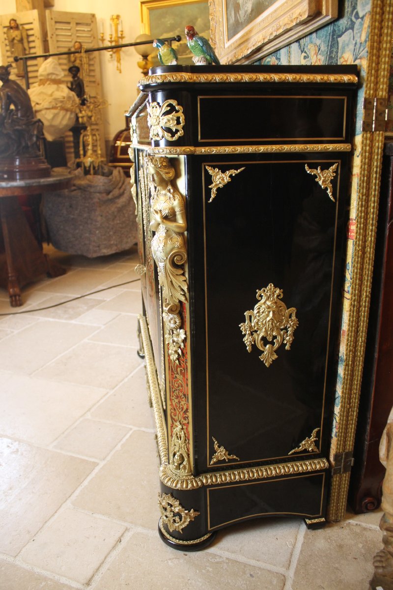 Counter-height Cabinet With Boulle Marquetry, Napoleon III Period-photo-3
