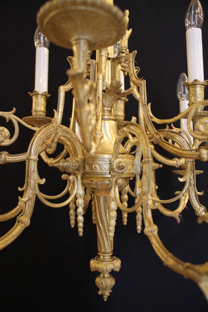 Lustre En Bronze De Style Louis XVI, époque Napoléon III-photo-3