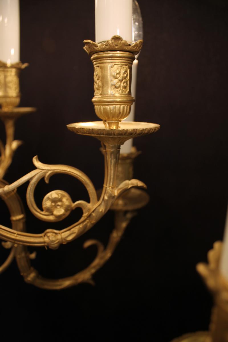 Lustre En Bronze De Style Louis XVI, époque Napoléon III-photo-6