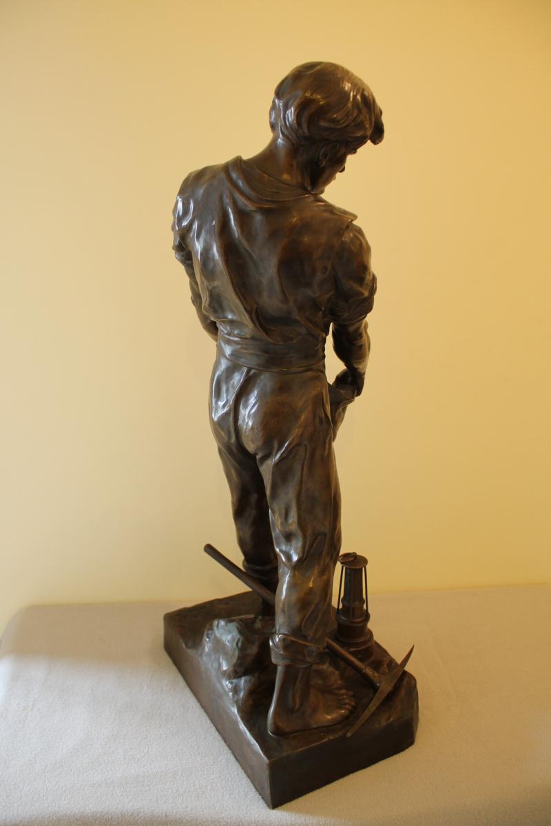 "le Minerai" Large Bronze Sculpture By Emile Louis Picault-photo-2