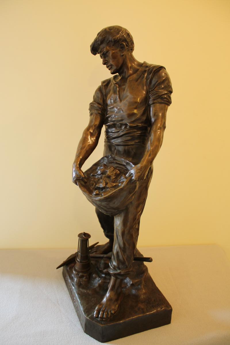 "le Minerai" Large Bronze Sculpture By Emile Louis Picault-photo-1