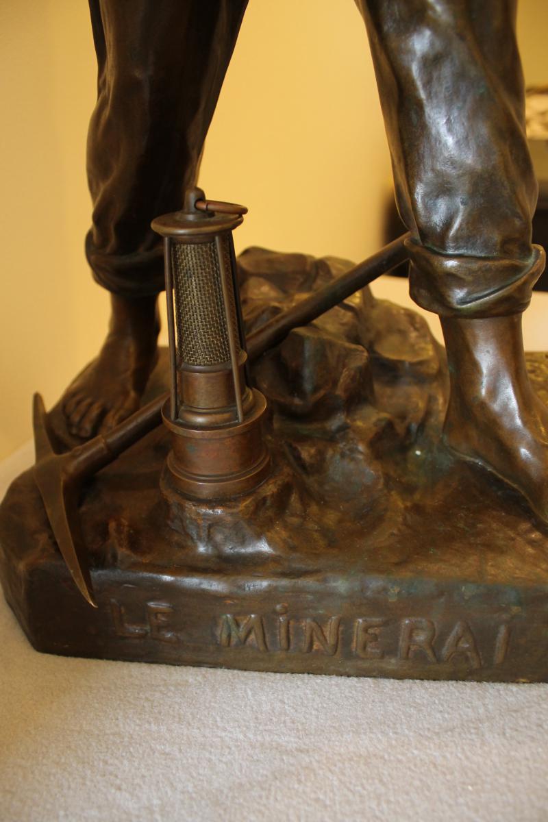 "le Minerai" Large Bronze Sculpture By Emile Louis Picault-photo-3