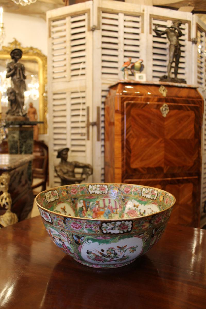 Importante Coupe En Porcelaine De Canton XIXème Siècle