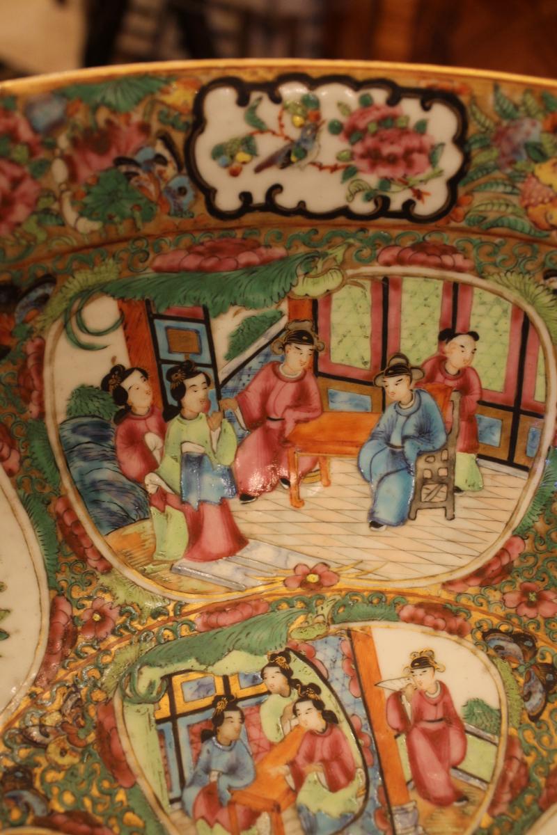 Importante Coupe En Porcelaine De Canton XIXème Siècle-photo-2