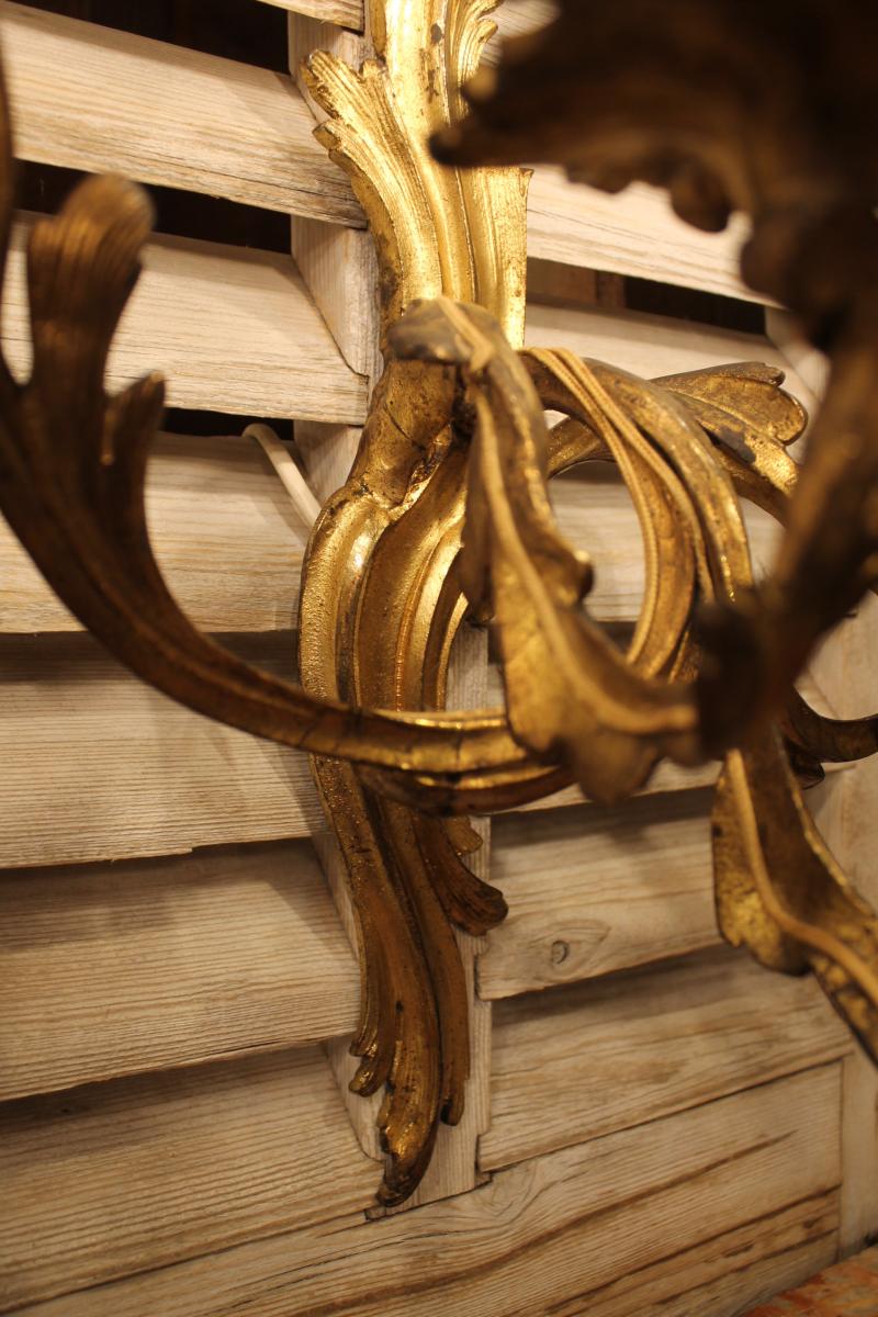 Pair Of Louis XV Style Gilt Bronze Sconces-photo-3