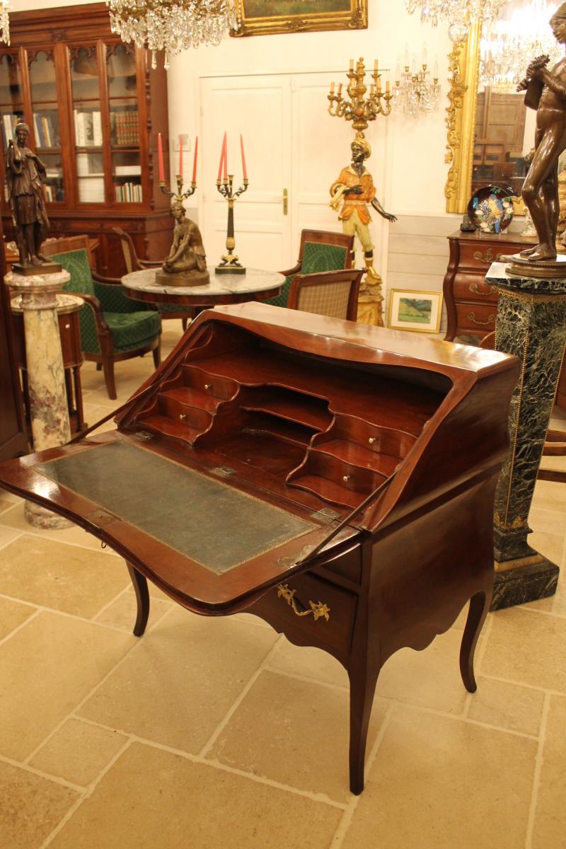 Bureau De Pente En Acajou Massif, époque Louis XV-photo-4