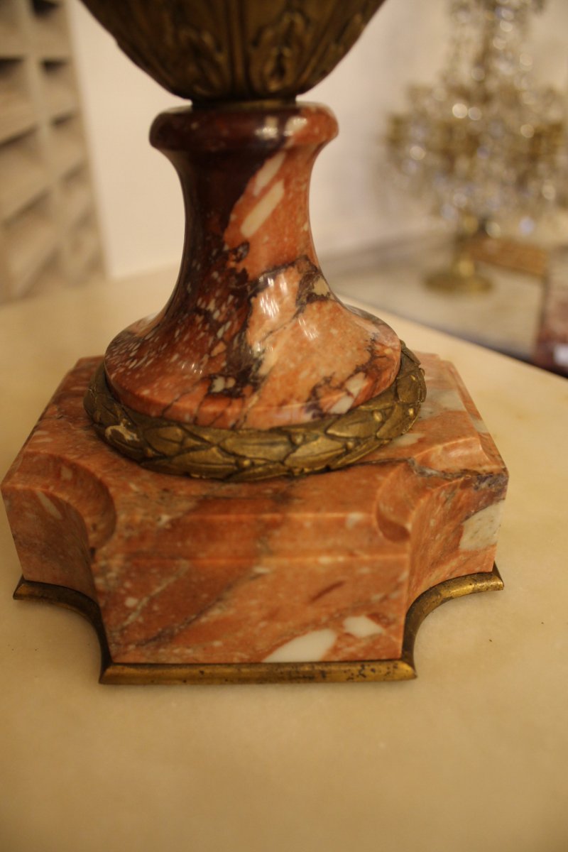 Paire De Vases En Marbre Rouge Royal, XIXème Siècle-photo-2