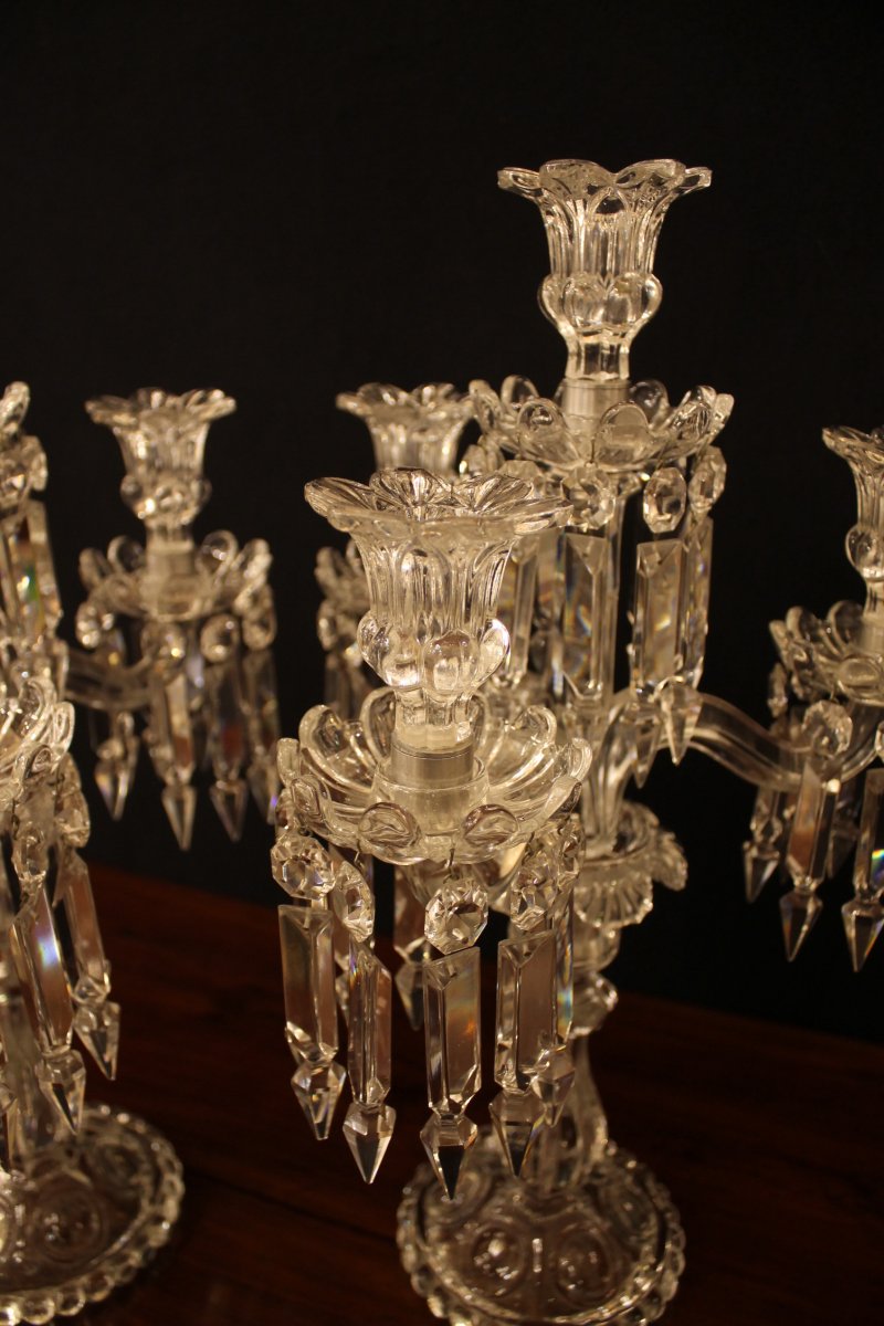 Pair Of Candelabra With Four Baccarat Crystal Lights-photo-2