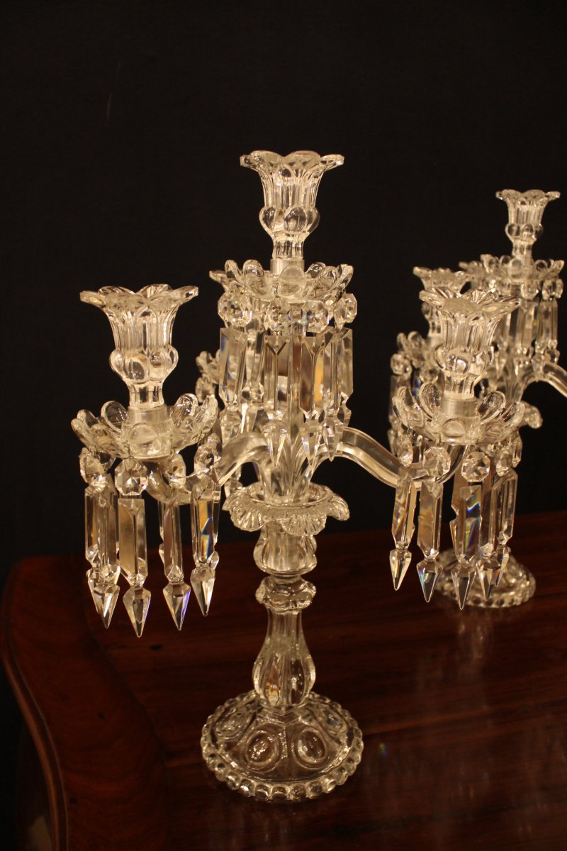 Pair Of Candelabra With Four Baccarat Crystal Lights-photo-4