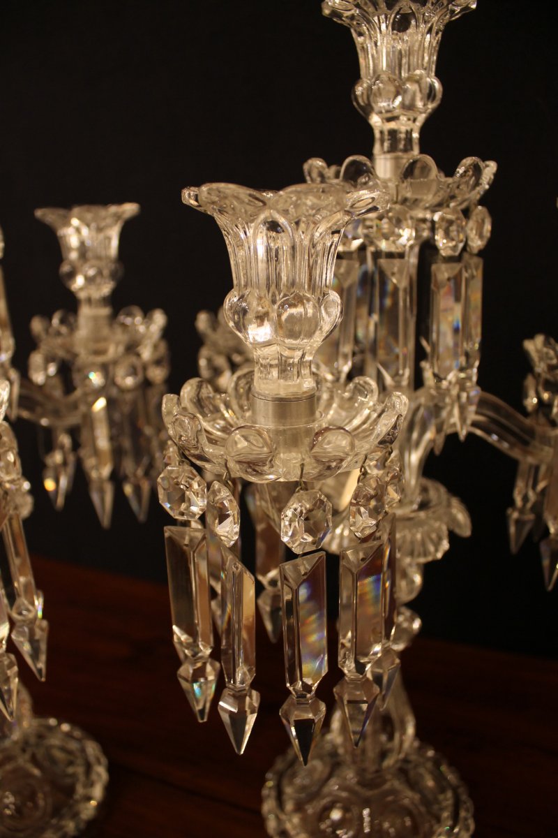 Pair Of Candelabra With Four Baccarat Crystal Lights-photo-1