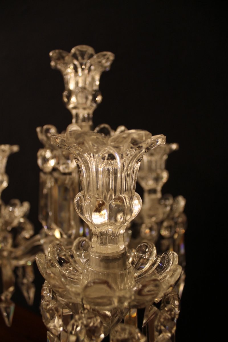 Pair Of Candelabra With Four Baccarat Crystal Lights-photo-4