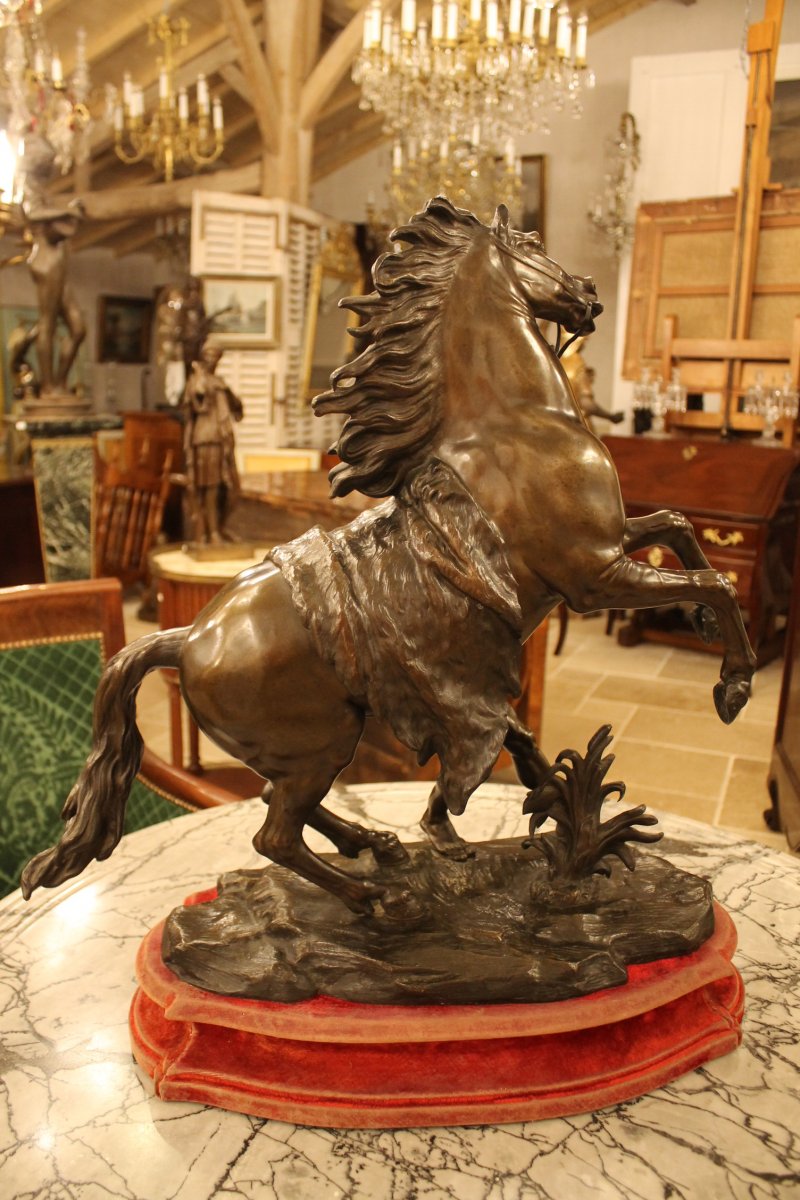 Cheval De Marly, Important Bronze d'Après Guillaume Coustou-photo-2