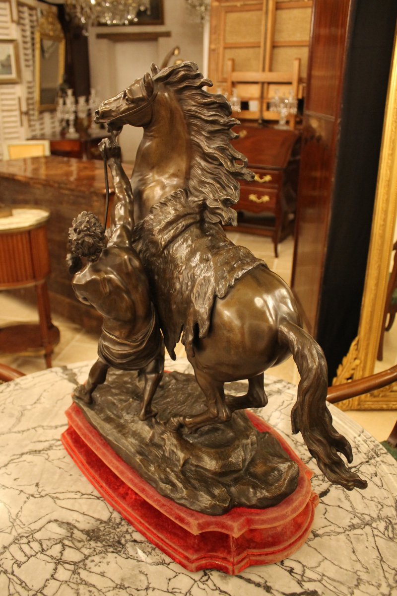 Cheval De Marly, Important Bronze d'Après Guillaume Coustou-photo-3