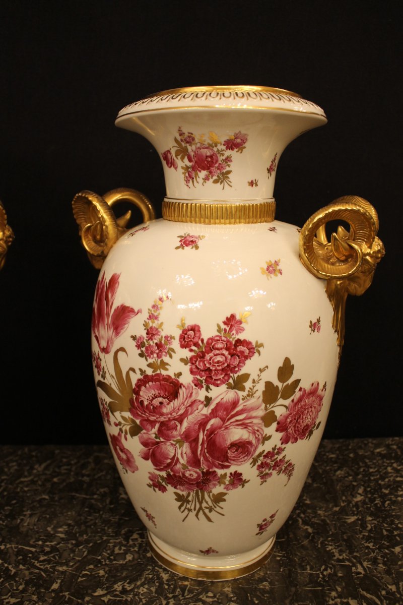 Importante Paire De Vases En Porcelaine De Saxe-photo-4