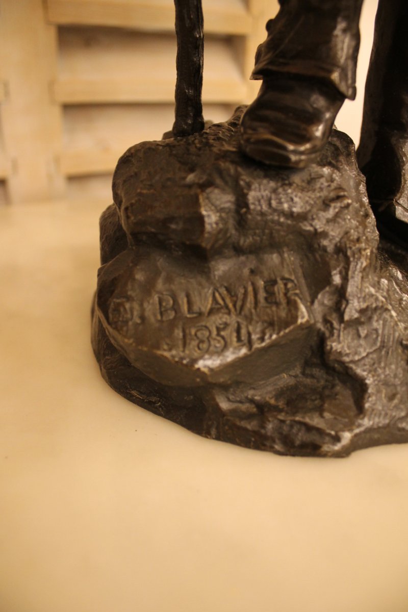 Jeune Musicien, Bronze d'Emile Victor Blavier (XIX-XX)-photo-3