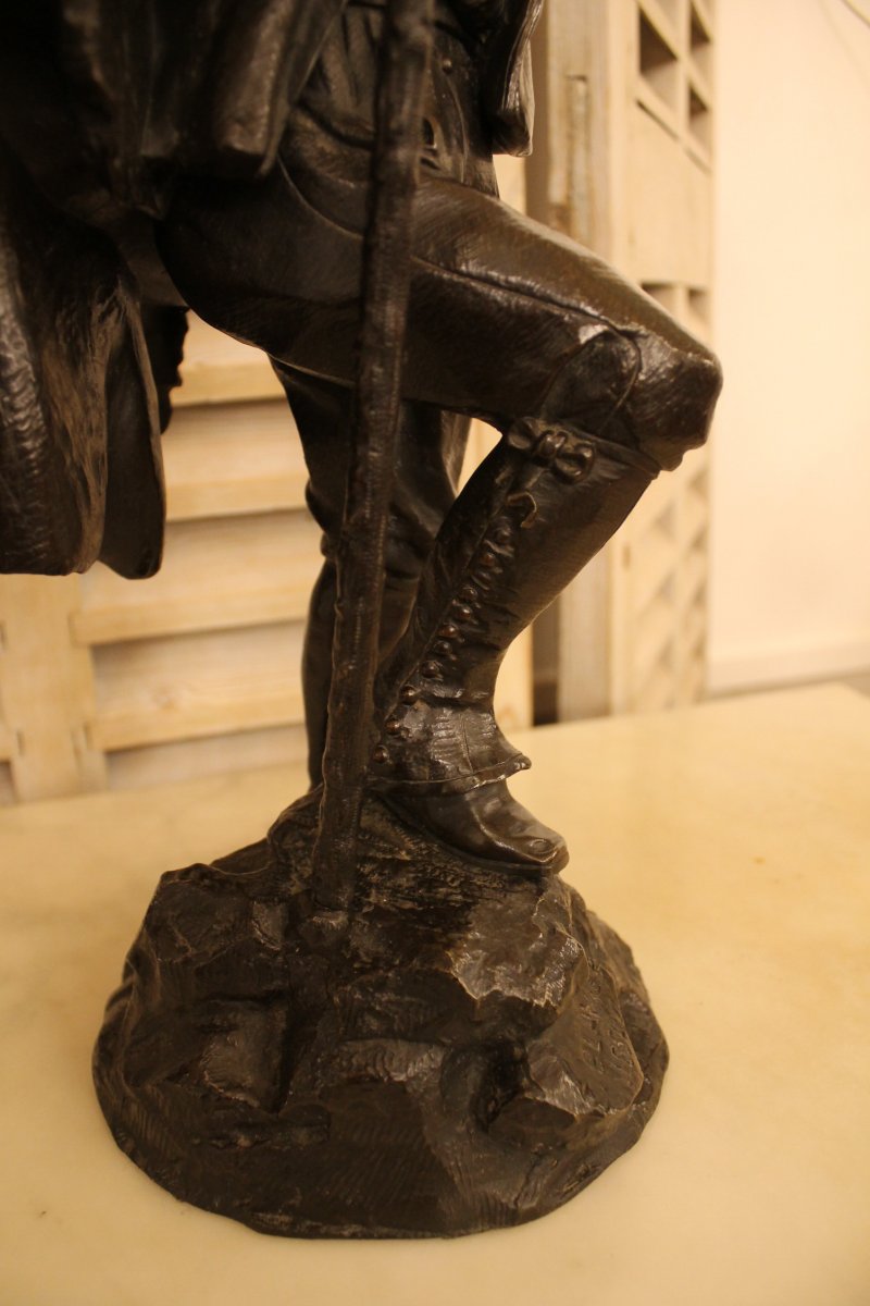 Jeune Musicien, Bronze d'Emile Victor Blavier (XIX-XX)-photo-4