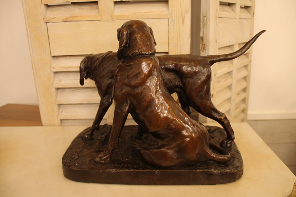 Chiens De Meutes Brillador Et Fanfaron, Bronze d'Auguste Cain (1821-1894), Fonte Susse-photo-4