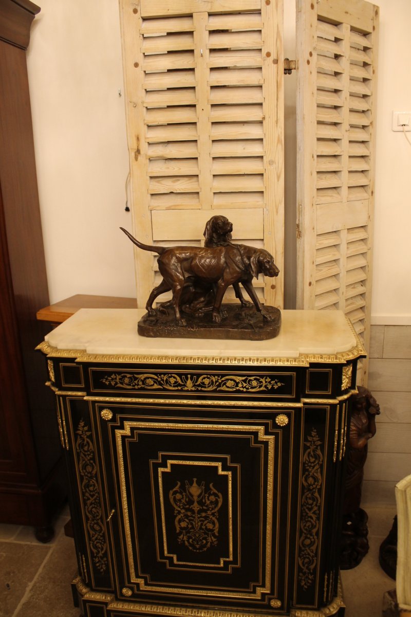 Chiens De Meutes Brillador Et Fanfaron, Bronze d'Auguste Cain (1821-1894), Fonte Susse-photo-7