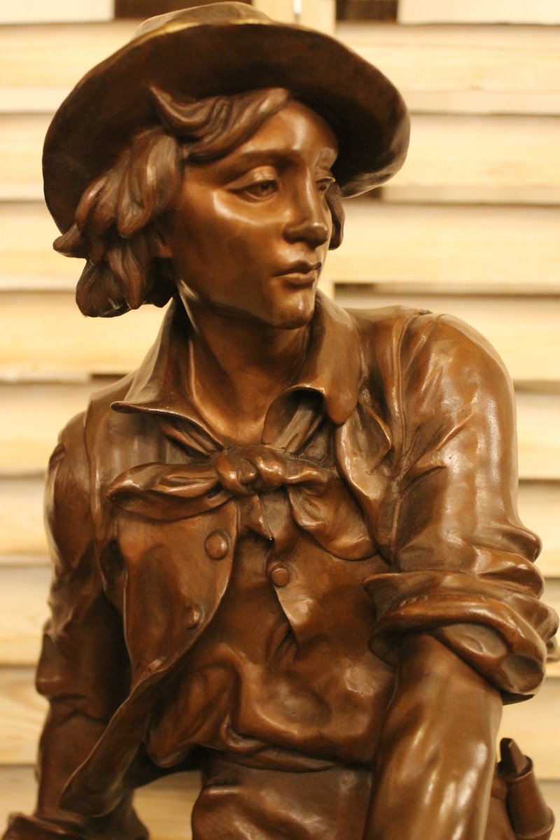 Le Faucheur - Importante sculpture en bronze d'Eugène-Antoine AIZELIN (1821-1902)-photo-3