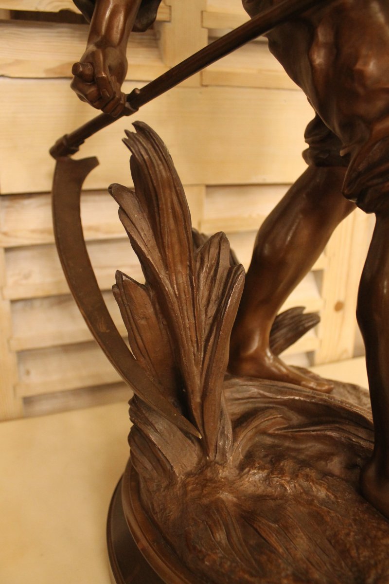 Le Faucheur - Importante sculpture en bronze d'Eugène-Antoine AIZELIN (1821-1902)-photo-5