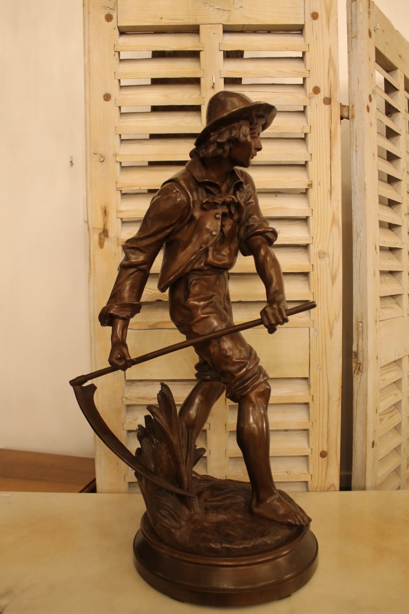 Le Faucheur - Importante sculpture en bronze d'Eugène-Antoine AIZELIN (1821-1902)