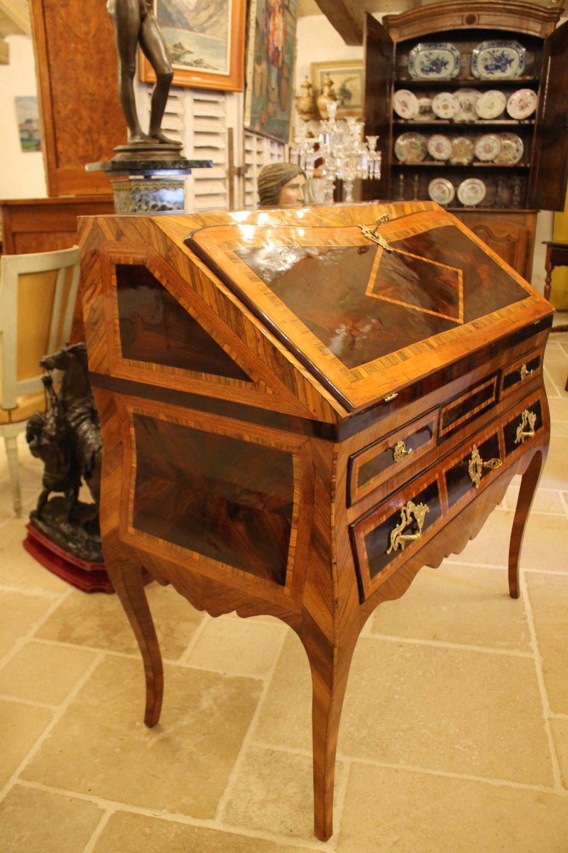 Bureau De Pente Marqueté, Travail Du Dauphiné, époque Louis XV-photo-2