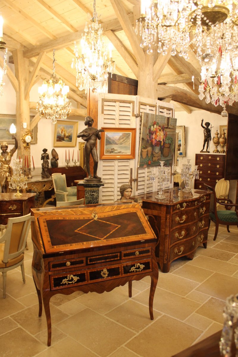 Bureau De Pente Marqueté, Travail Du Dauphiné, époque Louis XV-photo-8