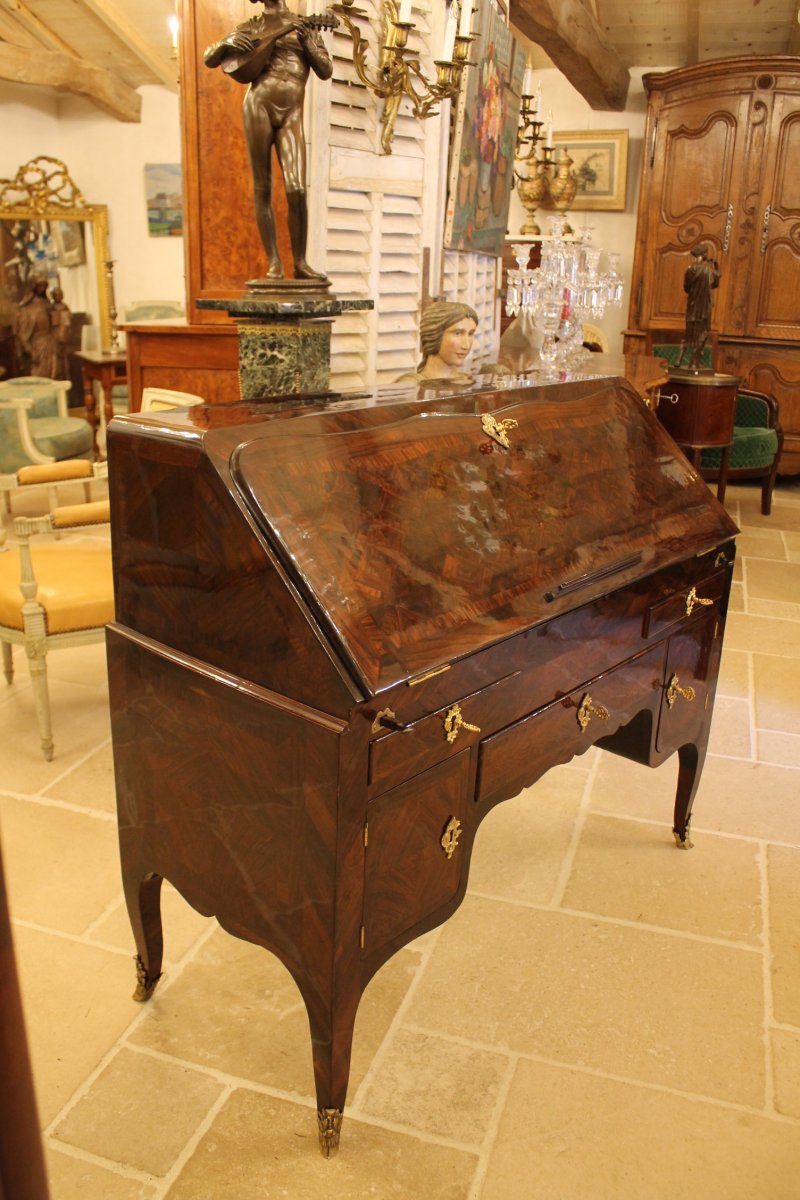 Bureau De Pente à Caissons Attribué à Pierre II Migeon, époque Louis XV-photo-4