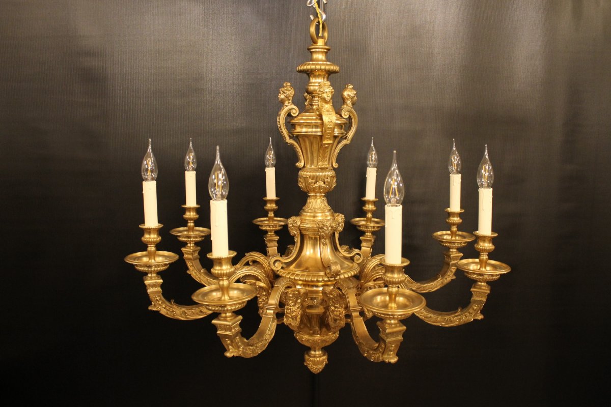Important Lustre En Bronze Doré,  Modèle De Cressent-photo-2