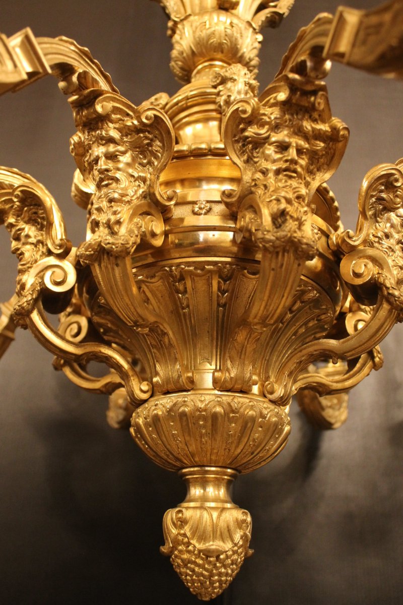 Important Lustre En Bronze Doré,  Modèle De Cressent-photo-4