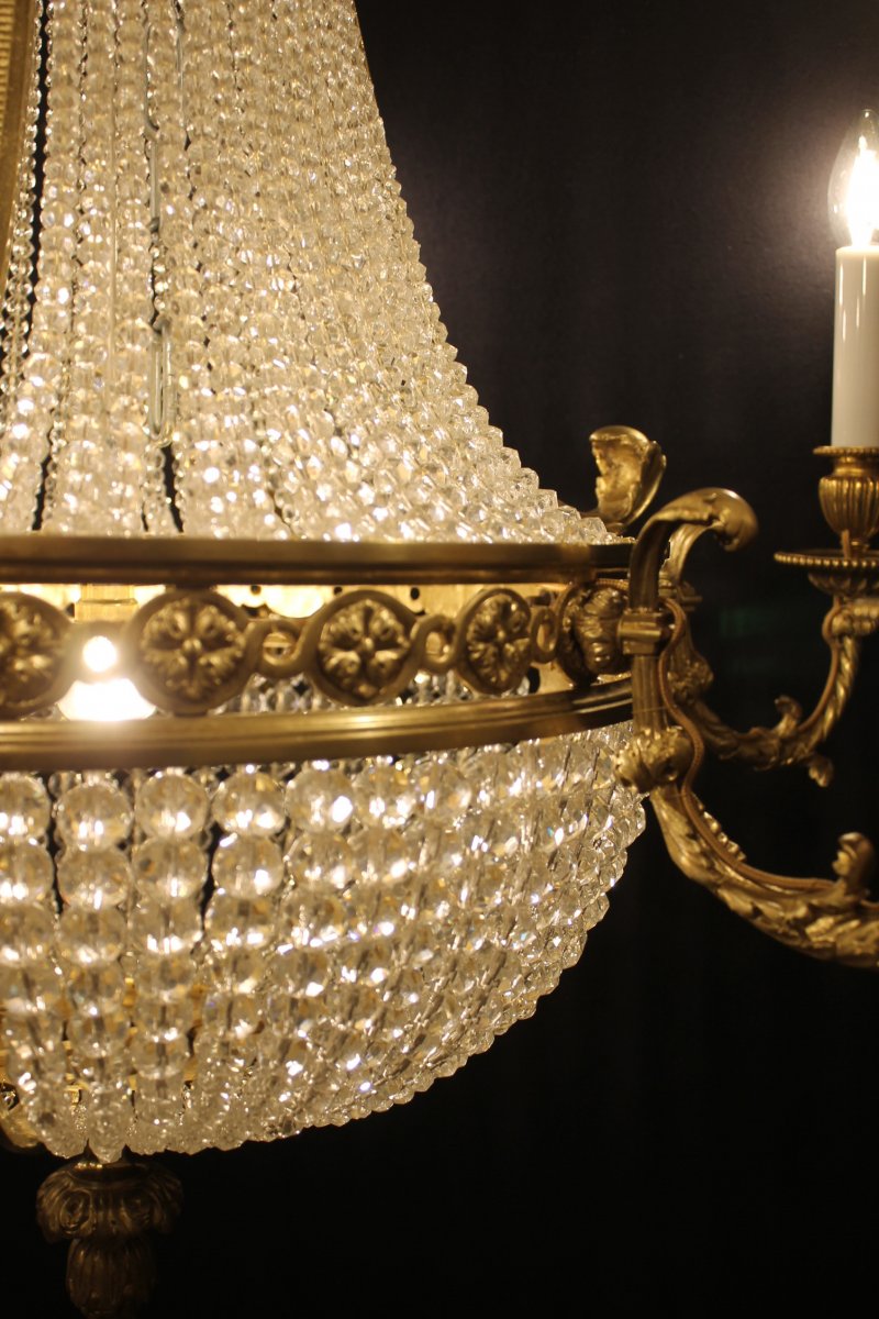 Lustre Montgolfière De Style Louis XVI, Fin XIXème Siècle-photo-3