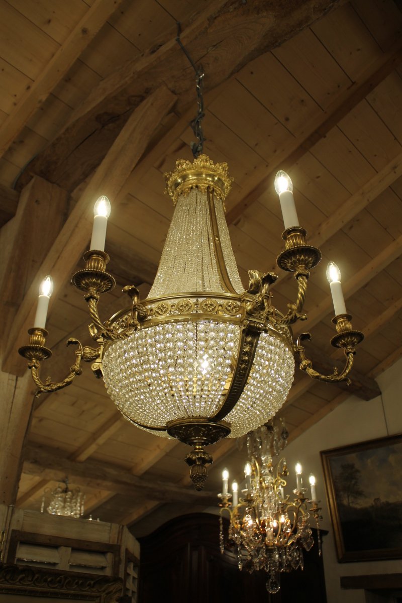 Louis XVI Style Hot Air Balloon Chandelier, Late XIXth Century-photo-7